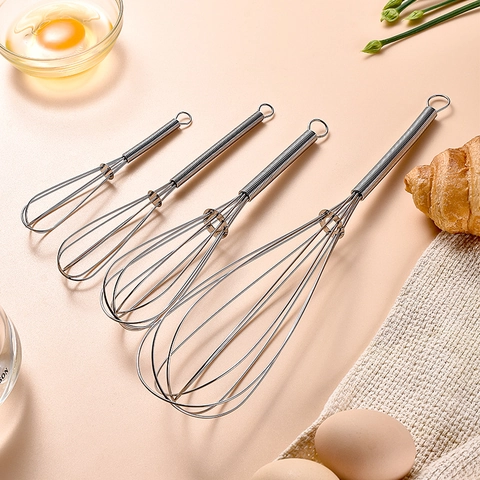 Stainless Steel Manual Egg Whisk Spring Handle Spiral Mixer For Baking Cooking Kitchen Tool With Hanging Hook Silver