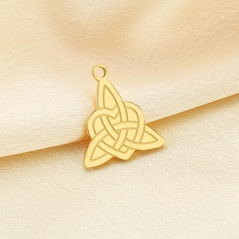 Celtic Knot Heart Pendant Stainless Steel Gold Plated Hollow DIY Jewelry Making Accessories Geometric Vintage Style