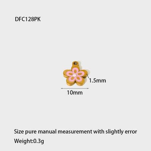 Stainless Steel Enamel Charms Colorful Drip Oil Fruit Flower Heart Key Pendants For DIY Jewelry Making Crafts