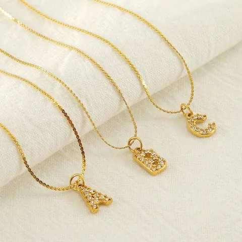 Collana Con Iniziale In Acciaio Inossidabile Placcato Oro Strass Ciondolo Alfabeto Gioielli Di Moda Per Donna