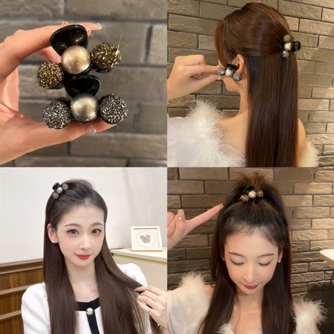 Mini Pinzas Para El Cabello De Acrílico Con Perlas Artificiales Y Diamantes De Imitación Horquillas Elegantes Para Mujeres