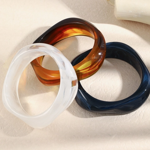 Bracciale Rigido In Acrilico Intrecciato Pentagonale Irregolare Ampia Superficie Retrò Resina Marmorizzata Gioielli Per Donna