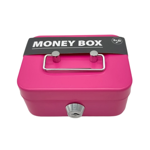 Portable Metal Money Box With Key Lock And Handle Small Mini Cash Safe Piggy Bank For Kids Adults Home Office