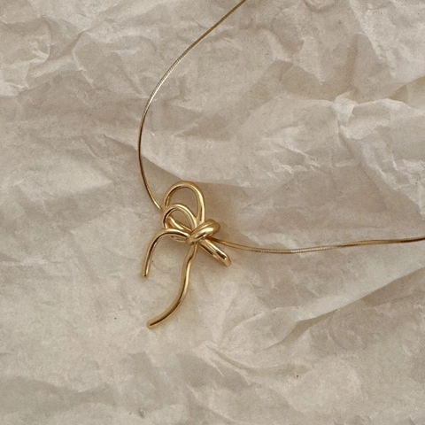 925 Sterling Silber Schleife Anhänger Halskette Minimalistische Koreanische Stil Elegante Schlangenkette Für Frauen