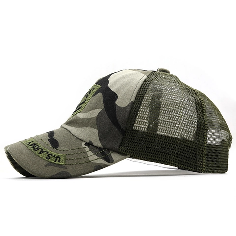 Camouflage Mesh Trucker Hat Cotton Tactical Baseball Cap With U.S. Army Embroidery Adjustable Outdoor Snapback