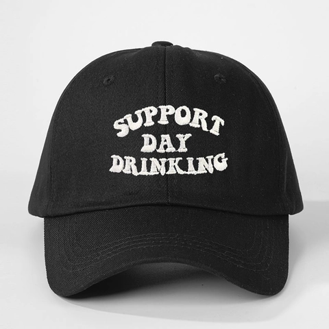 Honkbalpet Support Day Drinking Borduurwerk Polyester Zonbescherming Buiten Unisex Verstelbaar Gebogen Rand