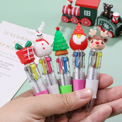 Penna Sfera Multicolore Natale Cartone Animato Silicone Penne Retrattili Regalo Studenti Cancelleria Papeterie