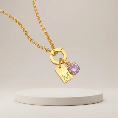 Voortreffelijke Roestvrijstalen Initiële Letter Hanger Halsketting Voor Vrouwen Amerikaanse Stijl Goud Zilver Verguld Strass Geboortesteen DIY Sieraden