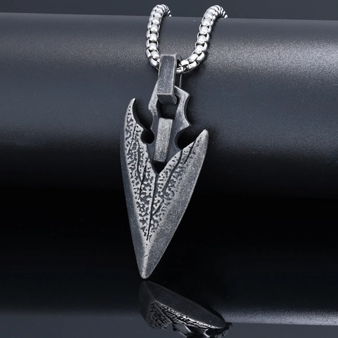 Herren Nordische Wikinger Speerspitze Anhänger Halskette Retro Edelstahl Pfeilspitze Schmuck Geschenk