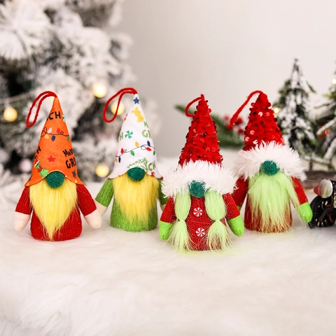 Gnomi Di Natale Luminosi LED Ornamenti Da Appendere Peluche In Maglia Con Paillettes Decorazione Albero Di Vacanza