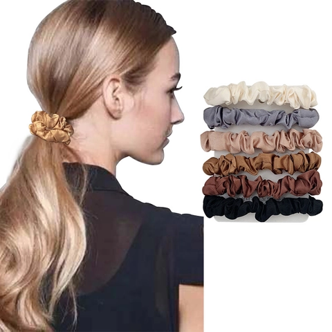 Scrunchies In Satin Eleganti Consistenza Raso Elastici Elastici Per Capelli Pieghettati Porta Coda Di Cavallo Tinta Unita Sfumato Per Donne Ragazze