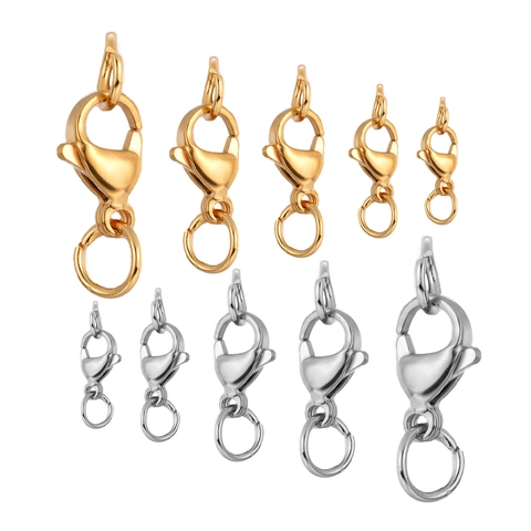 Stainless Steel Lobster Clasps With Jump Rings DIY Jewelry Making Necklace Bracelet End Connectors