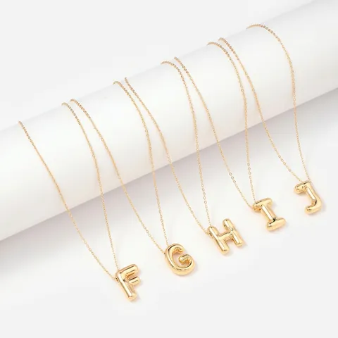 3D Bubble Initial Letter Hanger Ketting Verguld Roestvrij Stalen Ketting Minimalistische Dagelijkse Sieraden