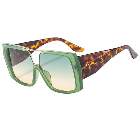 Occhiali Da Sole Quadrati Alla Moda Montatura Grande Doppio Ponte Protezione UV400 Lenti Sfumate Retro Metallo PC Unisex