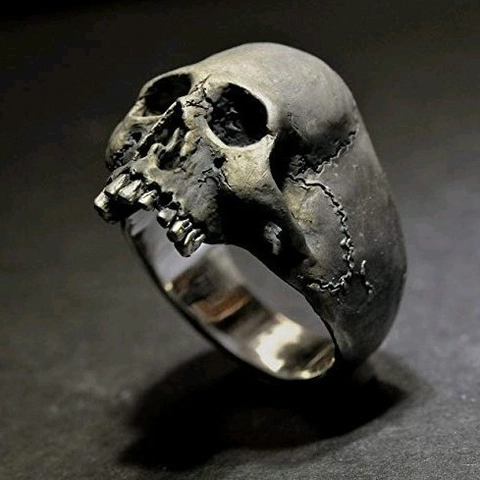 Skull Head Ring Vintage Alloy Oxidized Gothic Punk Rock Biker Jewelry For Men