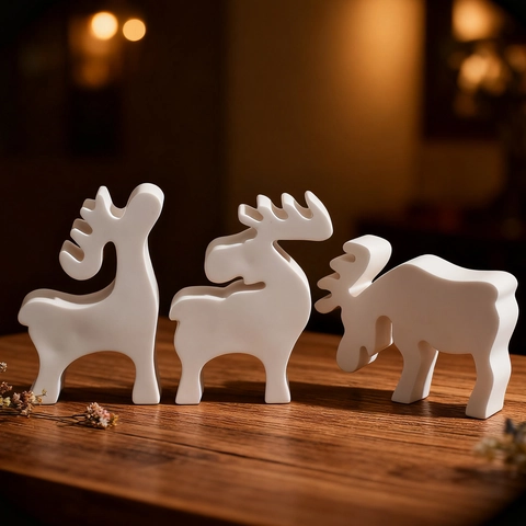 Christmas Reindeer Silicone Mold For Candle Making DIY Resin Casting Multi Cavity Elk Shape Flexible Bakeware Decoration