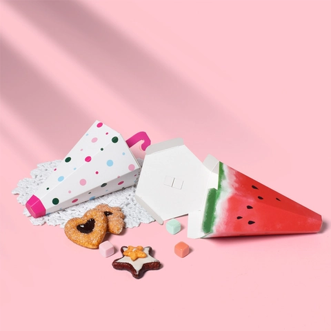 Caja De Regalo Para Dulces Con Forma De Paraguas Papel Patrón De Sandía Y Lunares Bolsa De Fiesta Con Asa Para Cumpleaños