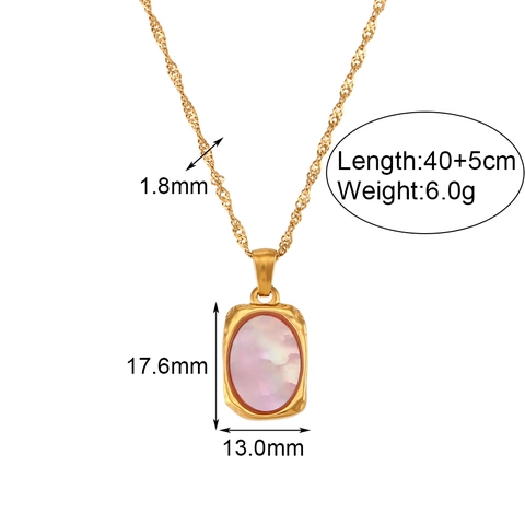 Vintage Edelstahl Halskette Mit Rechteckigem Muschelanhänger Für Damen Vergoldet Abalone Perlmutt Schmuck Geschenk