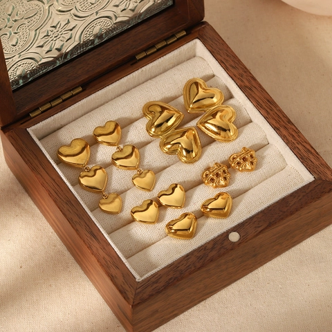 Herz Ohrringe 18K Vergoldeter Edelstahl Minimalistisch Schick Zierlich Liebe Tropfen Stecker Ohrschmuck Damen Geschenk