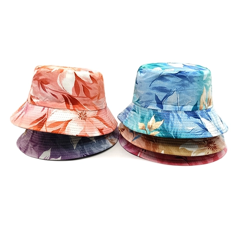 Bucket Hat Met Bloemenprint Ademend Polyester Zonbescherming Strandvakantie Omkeerbare Vissershoed Unisex