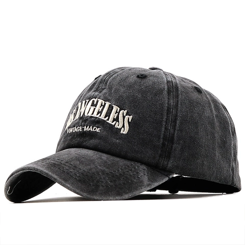 Baseball Cap Washed Cotton Distressed Letter Embroidered Sun Protection Adjustable Outdoor Unisex Vintage Retro Hat