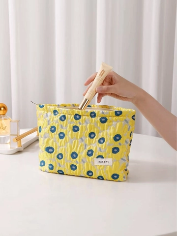 Neceser De Maquillaje Jacquard Floral Gran Capacidad Neceser Cosmético Organizador Bolsa De Lavado Portátil Para Mujeres