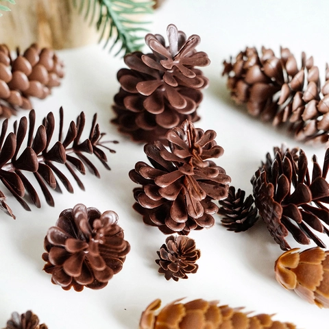 Piñas Artificiales Realistas Plástico Marrón Decorativas Para Corona De Navidad Guirnalda DIY Manualidades Adorno De Invierno