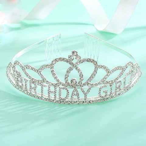 Diadema Birthday Girl Corona Strass Lega Metallo Pettini Per Capelli Copricapo Festa Principessa Accessori Regalo