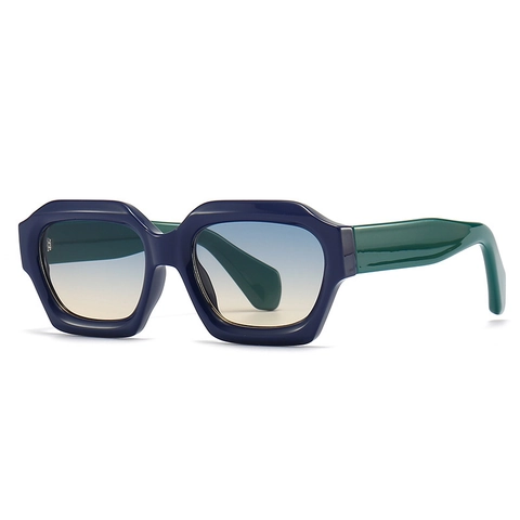 Lunettes De Soleil Polygonales Irrégulières Géométriques PC Monture Épaisse Style Français Rétro Protection UV400