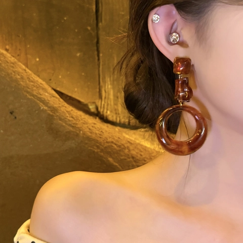 Vintage Geometrische Hängeohrringe Mit Bernsteinharz Und 925 Sterling Silber Ohrstecker Retro Runde Reifen Damen