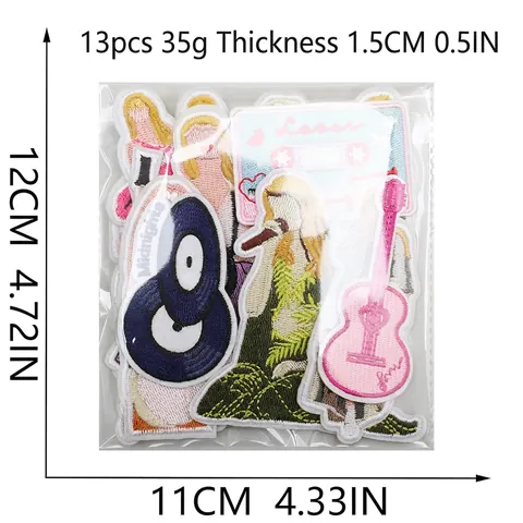 Embroidered Patches Iron On Singer Figures Guitar Music Motifs Decorative Applique For Clothes Bag
