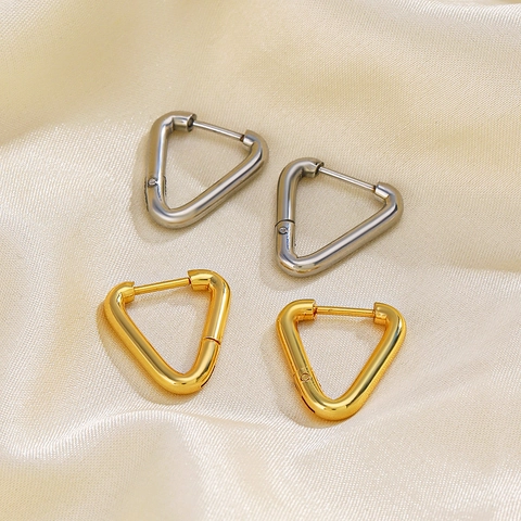 Dreieckige Creolen Edelstahl Vergoldet Geometrisch Minimalistisch Modeschmuck Für Damen Elegante Alltagskleidung