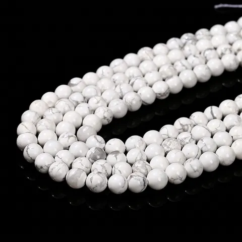 Natural Howlite White Turquoise Round Loose Beads Polished Matte Marble Texture Gemstone For DIY Jewelry Making