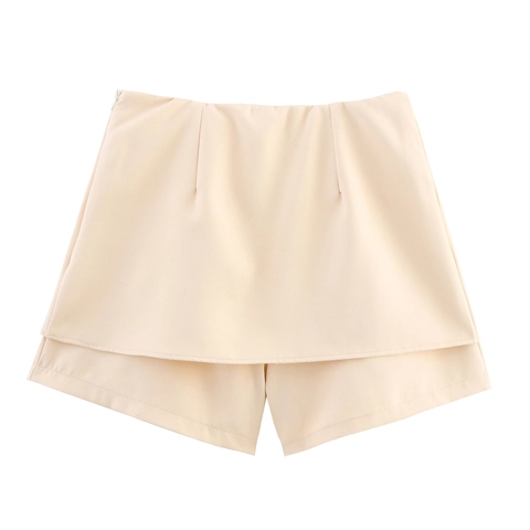Dames Skort Onregelmatige Zoom Asymmetrische Polyester Kantoor Commuter Shorts Rok Met Decoratieve Knoppen
