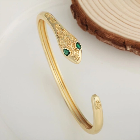 Luxe Koper Verguld Slang Bangle Zirconia Strass Open Verstelbaar Vintage Armband Voor Vrouwen Sieraden Cadeau
