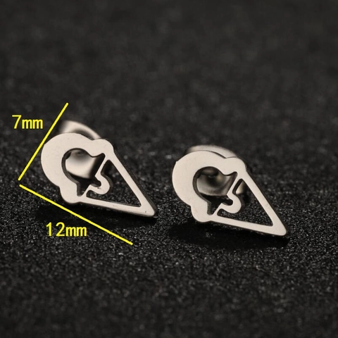 Stainless Steel Stud Earrings Heart Music Note Ice Cream Moustache Fan Style For Women Teens Fashion Piercing Jewelry Gift