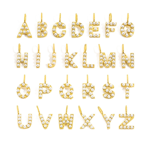 Stainless Steel Alphabet Initial Pendant With Imitation Artificial Pearl Minimalist DIY Jewelry Making Letter Charms For Women Necklace