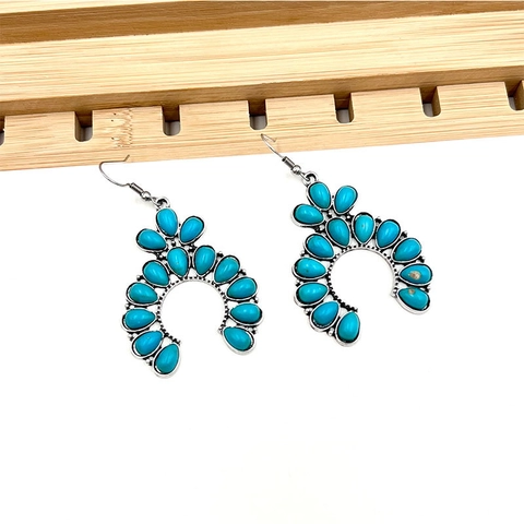Orecchini Turchesi Bohemian Retro per Donna Etnico Vintage Lega Piuma Luna Goccia d'Acqua Orecchini Gioielli Regalo