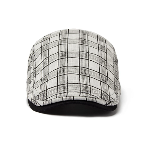 Men Plaid Ivy Cap Cotton Linen Thin Breathable Sunshade Newsboy Beret Vintage British Style Adjustable Hat