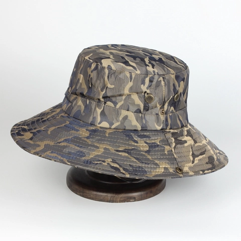Camouflage Outdoor Bucket Hat Wide Brim Sun Protection Adjustable Chin Strap Quick Dry Fishing Hiking Boonie Hat