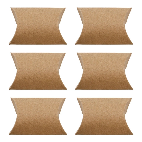 Kraft Paper Pillow Boxes DIY Candy Gift Packaging Cases For Wedding Party Favors With Hemp Rope Ribbons