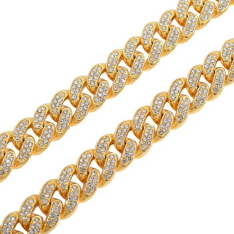 Hip Hop Iced Out 13mm Panzerkette Halskette Strass Legierung Schmuck Für Herren Damen Party Gold Silber Halsketten