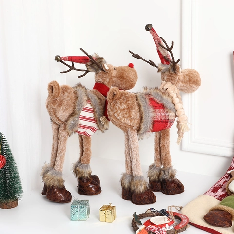 Statuina Di Renna Di Natale Bambola Alce Di Peluche Stile Nordico Ornamento In Tessuto Decorazione Festiva Casa