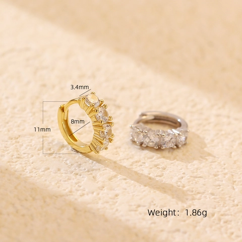 Orecchini Huggie Hoop in Argento Sterling 925 Con Strass per Donna Gioielli per Orecchini Pendolari Con Fibbia Geometrica Piccola