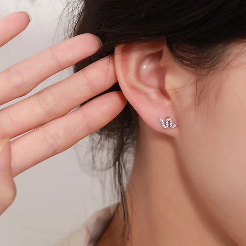 925 Sterling Silver Snake Stud Earrings With Zirconia For Women Minimalist Animal Tiny Dainty Stud Earrings Dainty Jewelry Gift