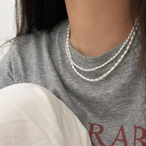 925 Sterling Silber Reis Süßwasserperlenkette Minimalistisch Elegant Choker Für Damen Ins Stil Schmuck