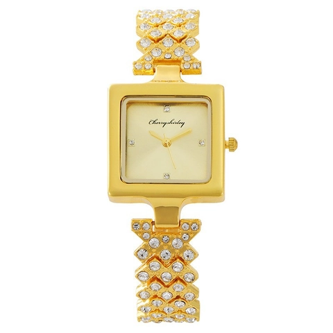 Montre Quartz Femme Mode Luxe Bracelet Alliage Strass Élégant Cadran Carré Boucle Bijoux Montre Analogique
