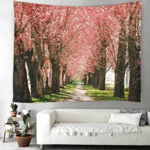 Landscape Wall Hanging Tapestry Polyester Forest Path Scenery Large Decorative Fabric For Bedroom Living Room Dorm