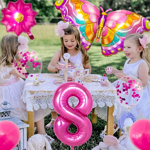 Schmetterling Ballon Mylar Latex Nummer Geburtstag Party Dekoration Blume Bunt Konfetti Thema Babyparty Feier