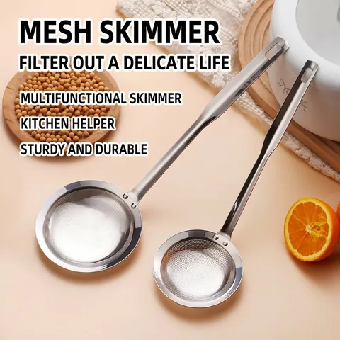 Cuchara Espumadera De Acero Inoxidable 304 Colador De Malla Fina Mango Largo Filtro De Aceite Para Cocina Espumar Grasa